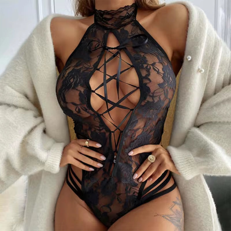 Sexy Open Crotch Lingerie Sex Suit Crotchless Fishnet Underwear Intimacy Bondage Erotic Flirting Sex Women'S Lingerie Underwear